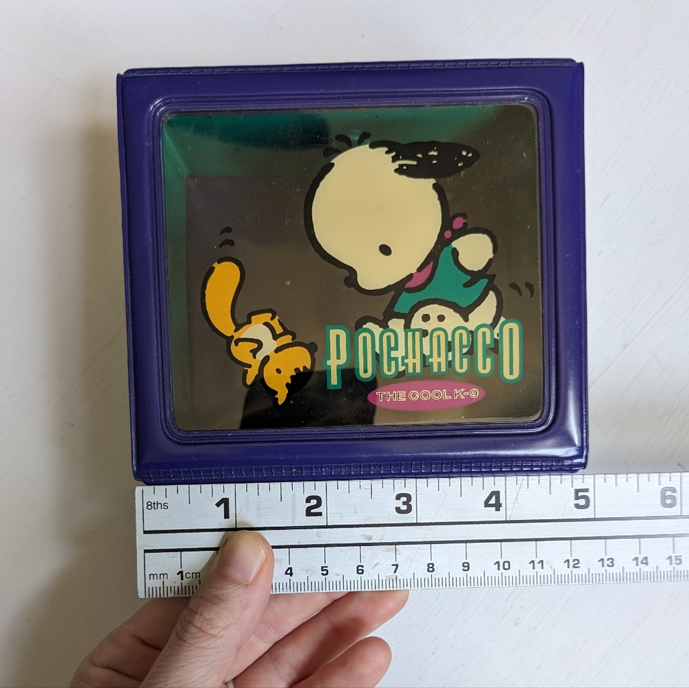 Vintage Pochacco Dog Puppy Sanrio Purple Plastic Vinyl Snap Trinket Box - Picture 15 of 15